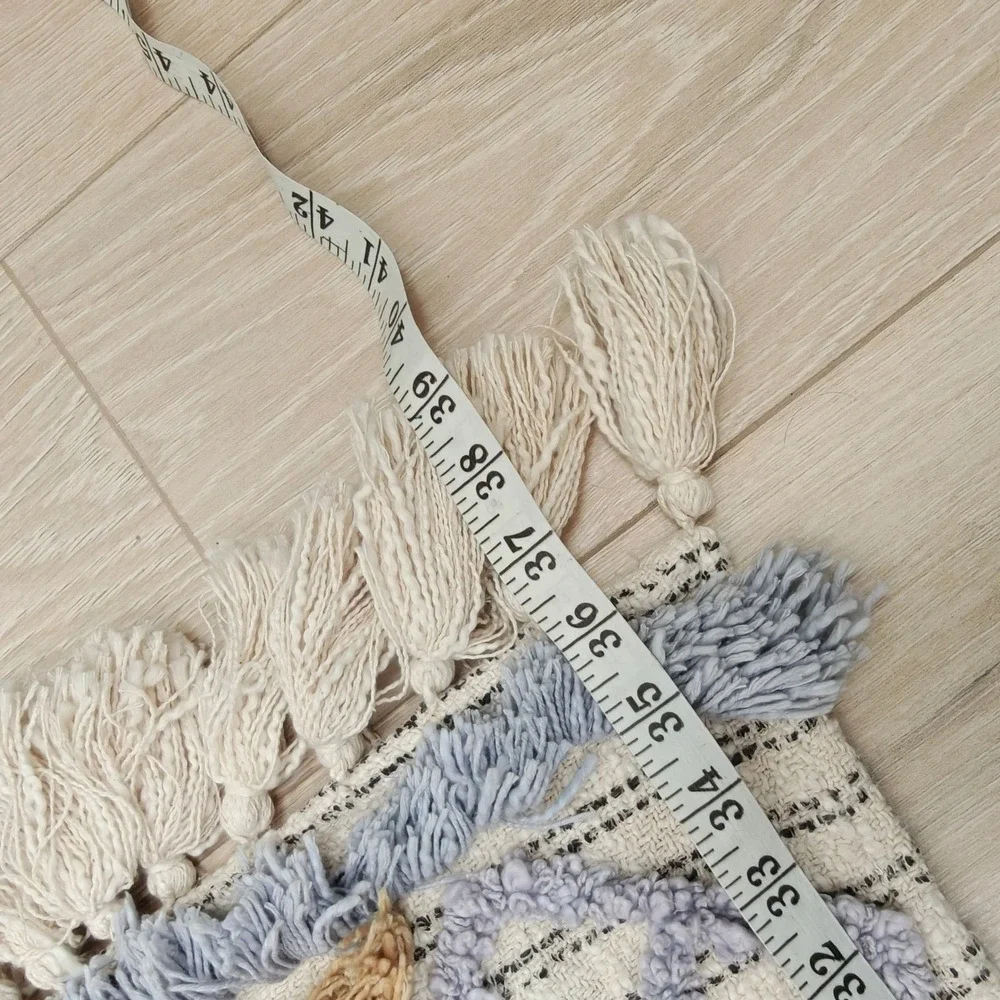Urban Outfitters Tapestry Cream Multi Tufted Geometric Tassel Boho Aesthetic